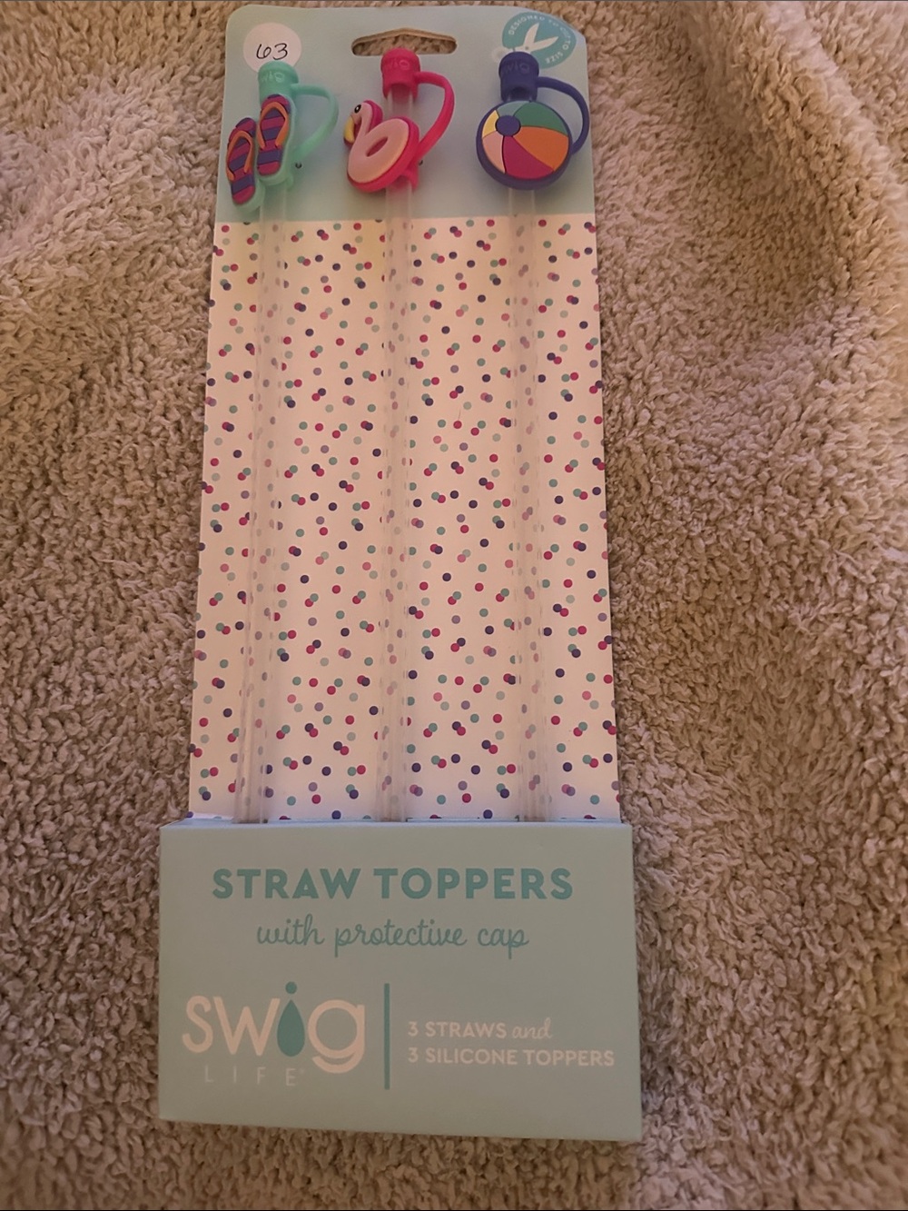 Swig Life Straw Toppers with Silicone Caps -set of 3